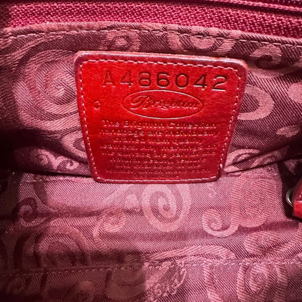Brighton‎ Crossbody Bag Womens Small Burgundy Croco Leather Excellent Filigree